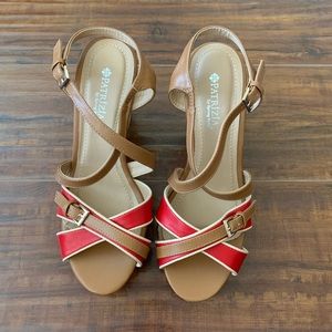 Spring Step wedges red and tan size 8 1/2